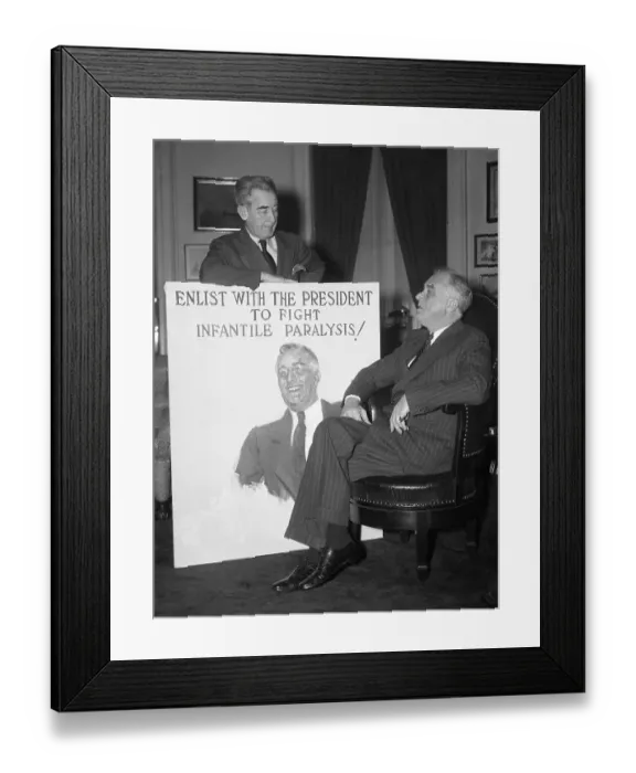 Framed Print : President receives Infantile Paralysis poster Framed Print : President receives Infantile Paralysis poster