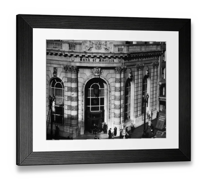 Framed Print : Entrance to Main Branch of The Bank of America Framed Print : Entrance to Main Branch of The Bank of America