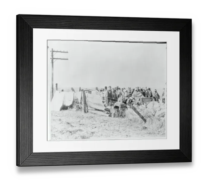 Framed Print : Men Making Camps Alongside a Highway Framed Print : Men Making Camps Alongside a Highway