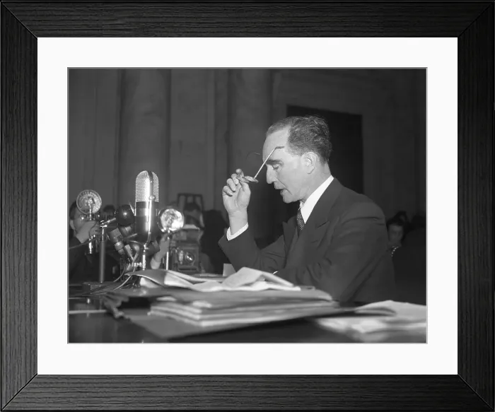 Framed Print : Attorney General Frank Murphy Testifying at Microphones Framed Print : Attorney General Frank Murphy Testifying at Microphones
