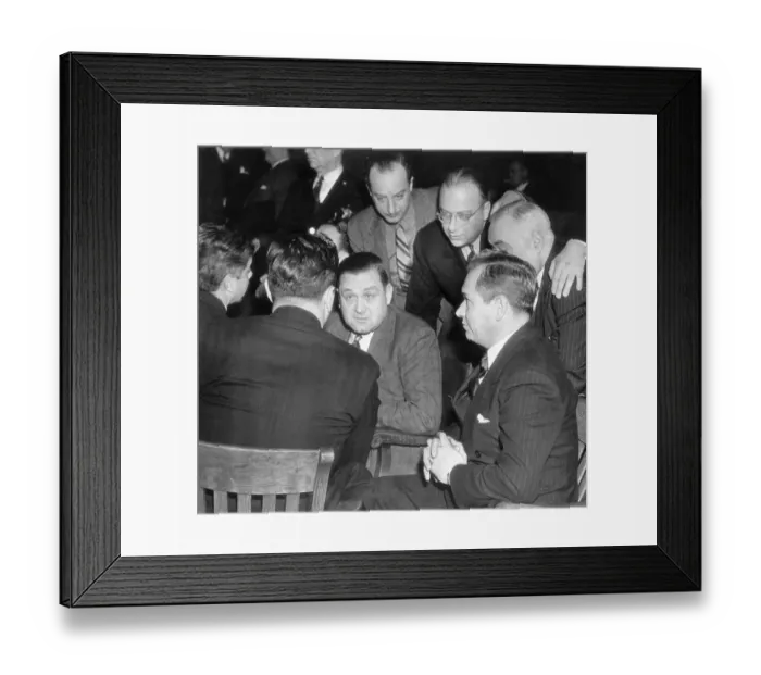 Framed Print : George Moran with Defense Team in Court Room Framed Print : George Moran with Defense Team in Court Room
