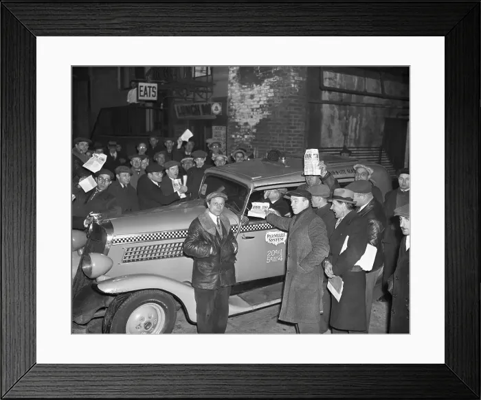 Framed Print : Gathering of Striking Taxicab Drivers Framed Print : Gathering of Striking Taxicab Drivers