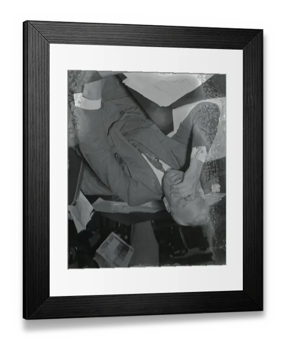 Framed Print : Alfred Sloan with Hand over Eyes Framed Print : Alfred Sloan with Hand over Eyes