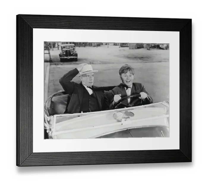 Framed Print : Mickey Rooney Driving with Lewis Stone Framed Print : Mickey Rooney Driving with Lewis Stone