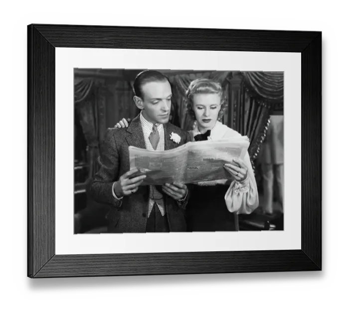 Framed Print : Fred Astaire and Ginger Rogers Reading Newspaper Framed Print : Fred Astaire and Ginger Rogers Reading Newspaper