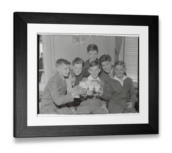Framed Print : Boy Scouts Toasting with Milk Shakes Framed Print : Boy Scouts Toasting with Milk Shakes