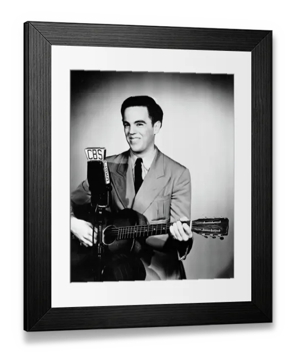 Framed Print : Folk Song Entertainer Alan Lomax with His Guitar Framed Print : Folk Song Entertainer Alan Lomax with His Guitar