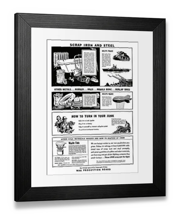 Framed Print : Waste Disposal Plan for World War II Framed Print : Waste Disposal Plan for World War II
