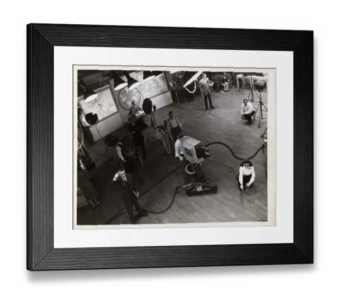 Framed Print : Television Set and Crew