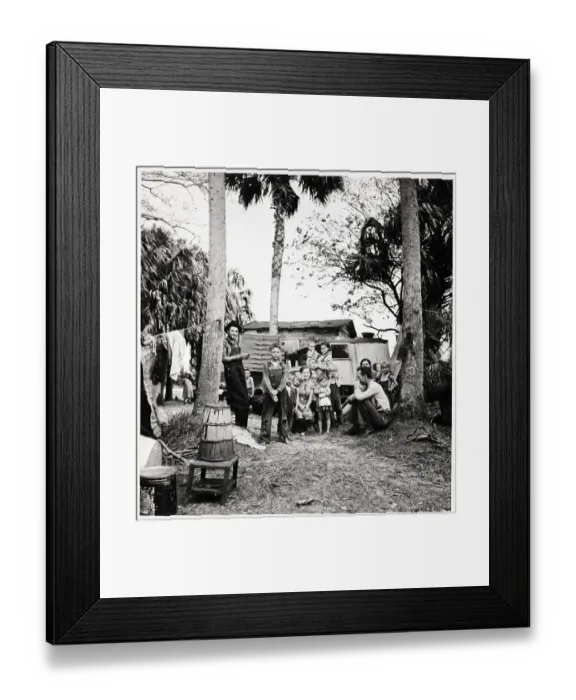 Framed Print : Migrant Laborer In Camp With His Family Framed Print : Migrant Laborer In Camp With His Family