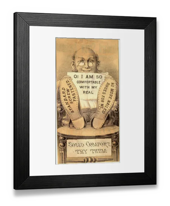 Framed Print : American Shoe Advertising Trade Card Circa 19th Century Framed Print : American Shoe Advertising Trade Card Circa 19th Century