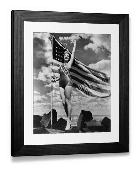 Framed Print : Miss America Patricia Donnelly Posing on Beach