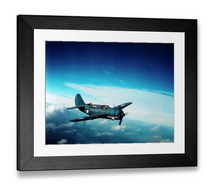 Framed Print : WWII Curtis Helldiver in Flight