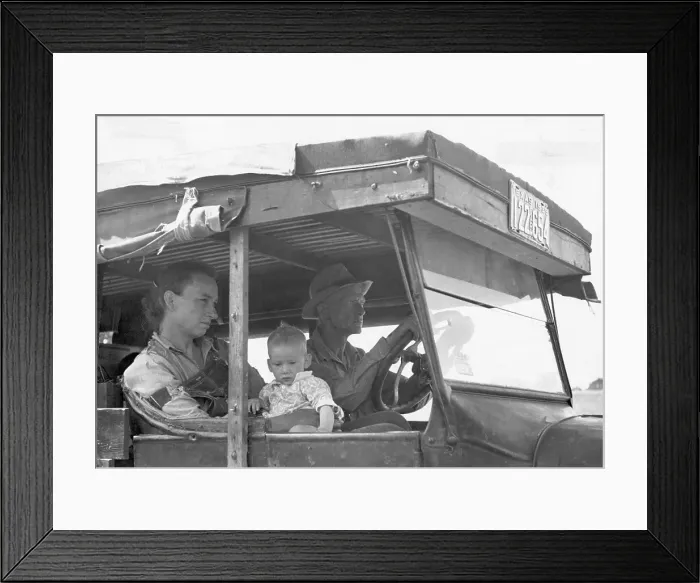 Framed Print : Migrant Family in Automobile During Great Depression Framed Print : Migrant Family in Automobile During Great Depression