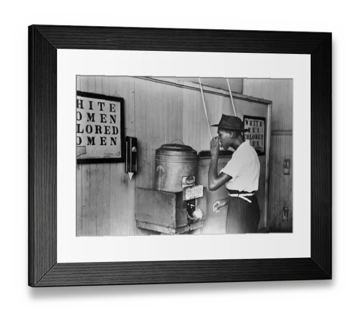 Framed Print : Man Drinking at Segregated Drinking Fountain Framed Print : Man Drinking at Segregated Drinking Fountain