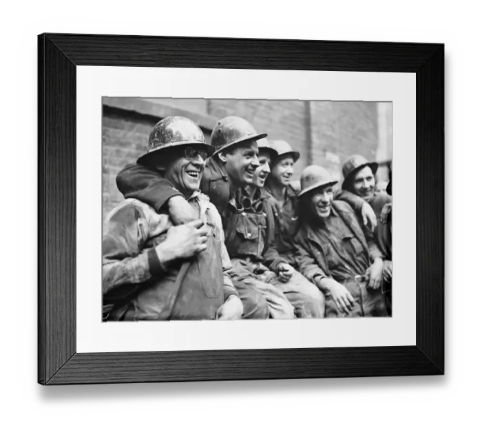Framed Print : Sandhogs Embracing and Smiling for a Pose Framed Print : Sandhogs Embracing and Smiling for a Pose