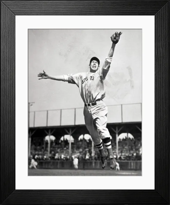 Framed Print : Ted Williams Jumping to Catch Baseball Framed Print : Ted Williams Jumping to Catch Baseball