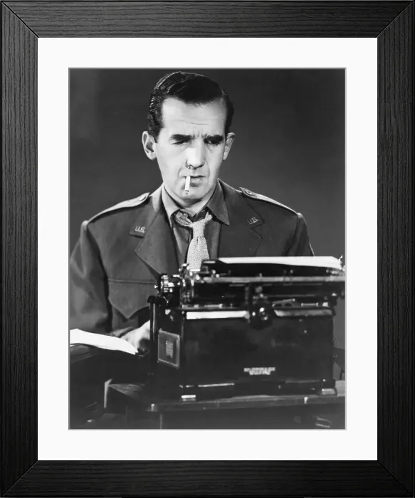 Framed Print : Edward R. Murrow at a Typewriter Framed Print : Edward R. Murrow at a Typewriter