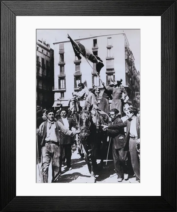 Framed Print : Young Spanish Revolutionaries Demonstrating in the Street Framed Print : Young Spanish Revolutionaries Demonstrating in the Street