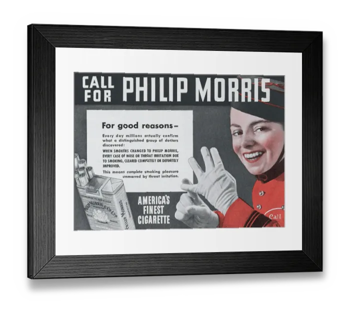 Framed Print : Call for Philip Morris Cigarette Advertisement Framed Print : Call for Philip Morris Cigarette Advertisement