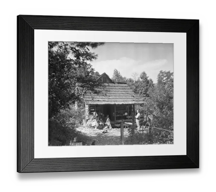 Framed Print : Cherokee Indian Family Outside Cabin Framed Print : Cherokee Indian Family Outside Cabin