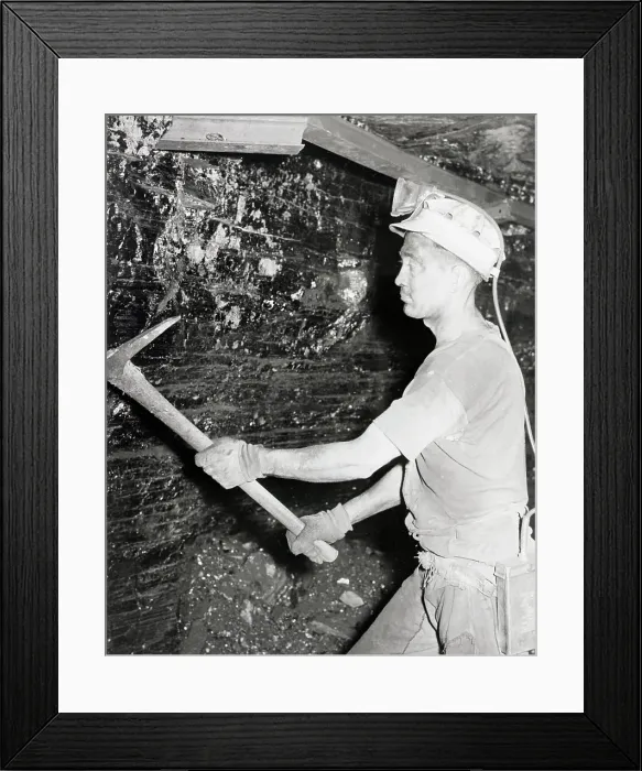 Framed Print : Coal Miner Breaking Coal Off Rock Face Framed Print : Coal Miner Breaking Coal Off Rock Face