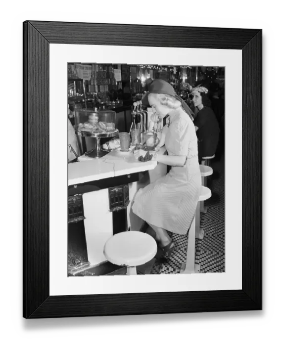 Framed Print : Woman Drinking Milkshakes Framed Print : Woman Drinking Milkshakes