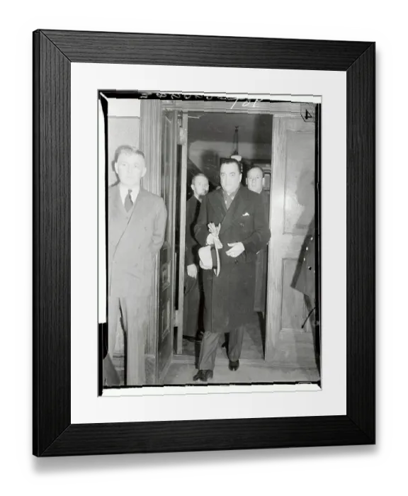 Framed Print : J. Edgar Hoover Leaving Court Holding Gloves and Hat Framed Print : J. Edgar Hoover Leaving Court Holding Gloves and Hat