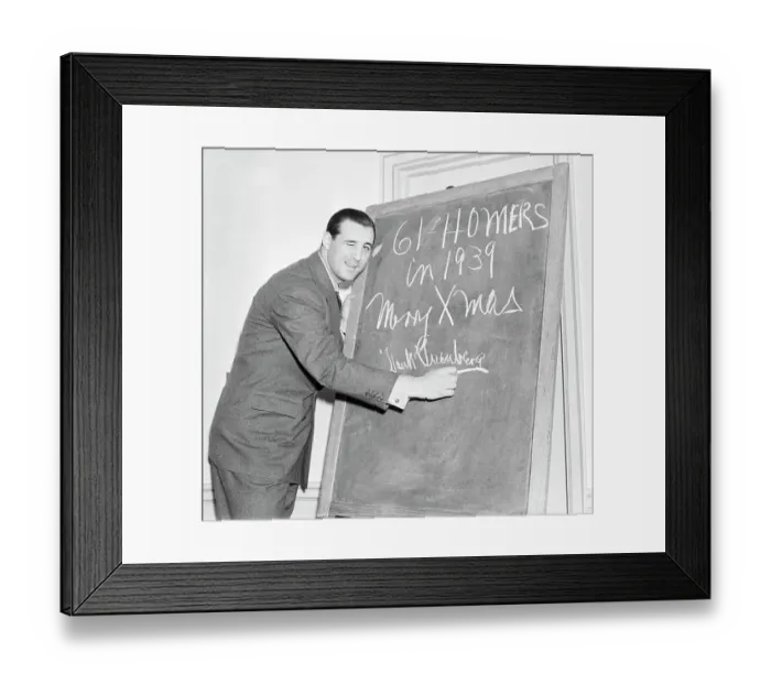 Framed Print : Hank Greenberg Writing On Chalkboard Framed Print : Hank Greenberg Writing On Chalkboard