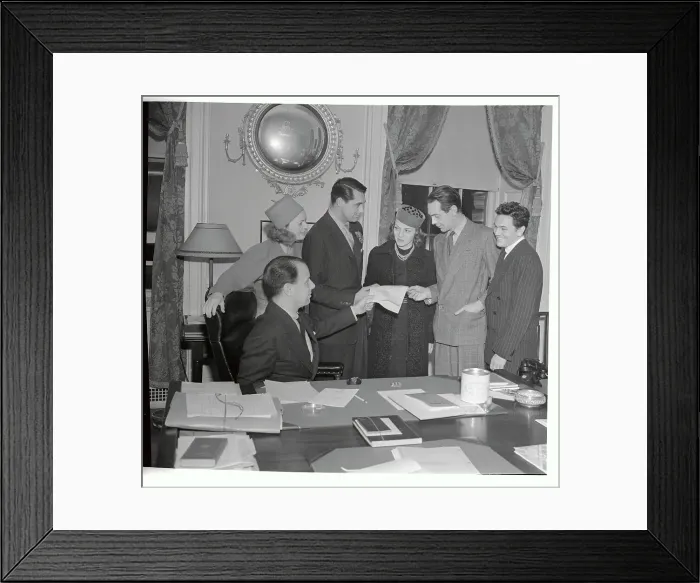 Framed Print : Cary Grant and Other Stars Receiving Christmas Tree Permit Framed Print : Cary Grant and Other Stars Receiving Christmas Tree Permit
