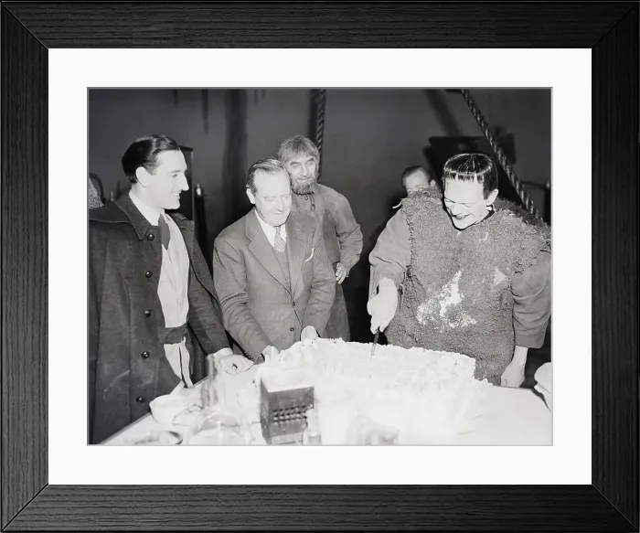 Framed Print : Boris Karloff (Franken..) Cutting Cake