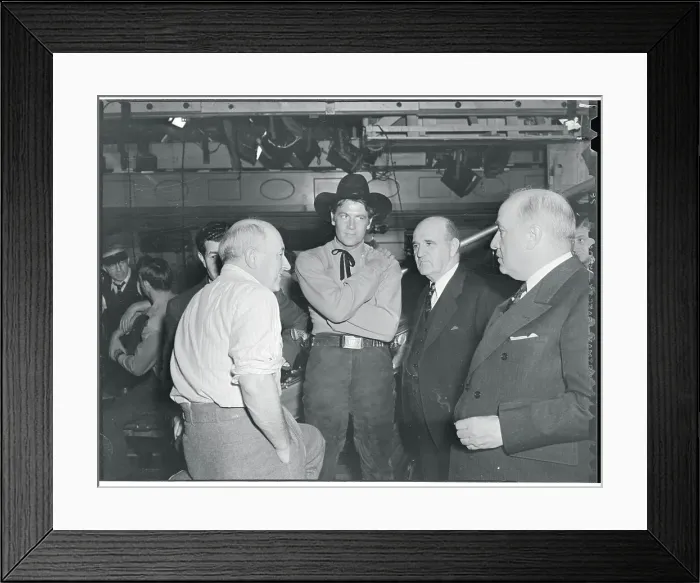 Framed Print : Cecil B. DeMille Meeting and Joel McCrea With Union Pacific and Affiliates