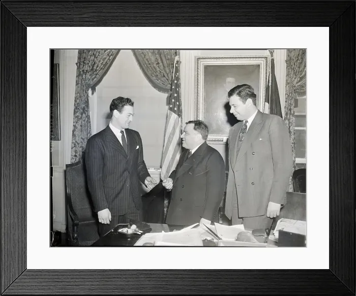 Framed Print : L-R Sid Luckman Hands Tix To Laguardia Framed Print : L-R Sid Luckman Hands Tix To Laguardia