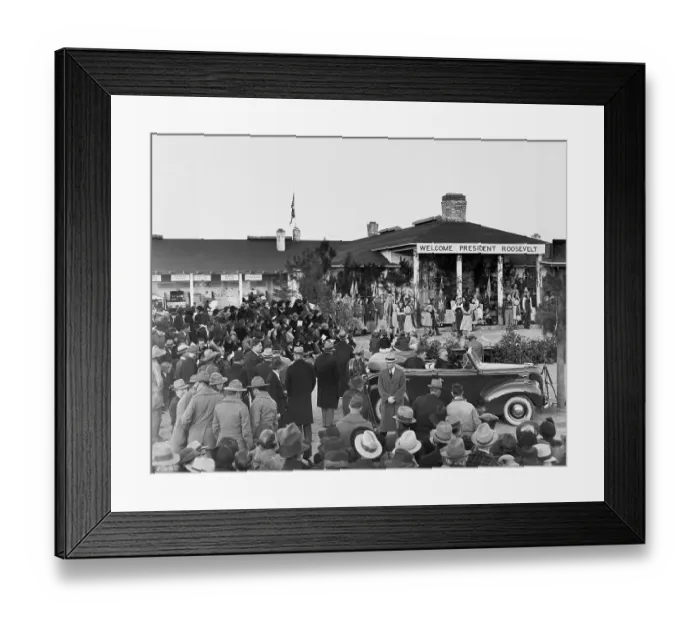 Framed Print : President Roosevelt Driving Through Crowd