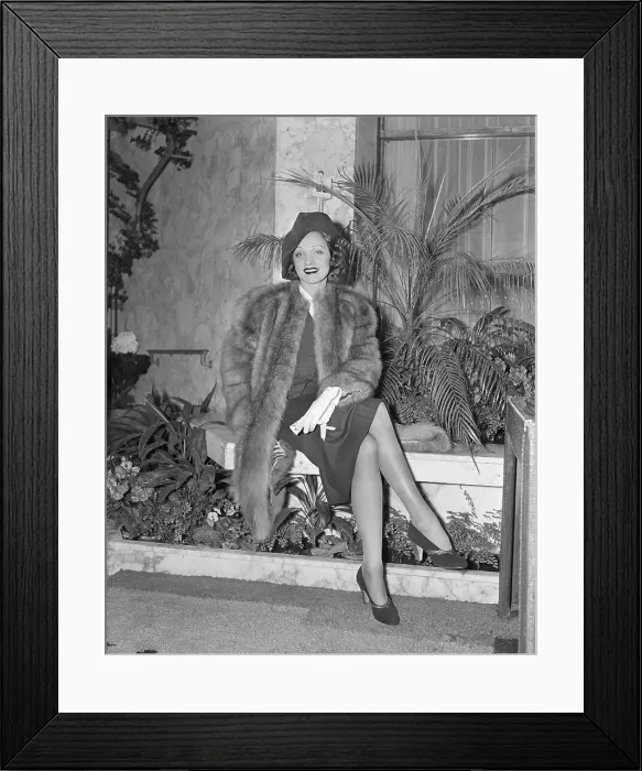 Framed Print : Marlene Dietrich in Fur Coat Framed Print : Marlene Dietrich in Fur Coat