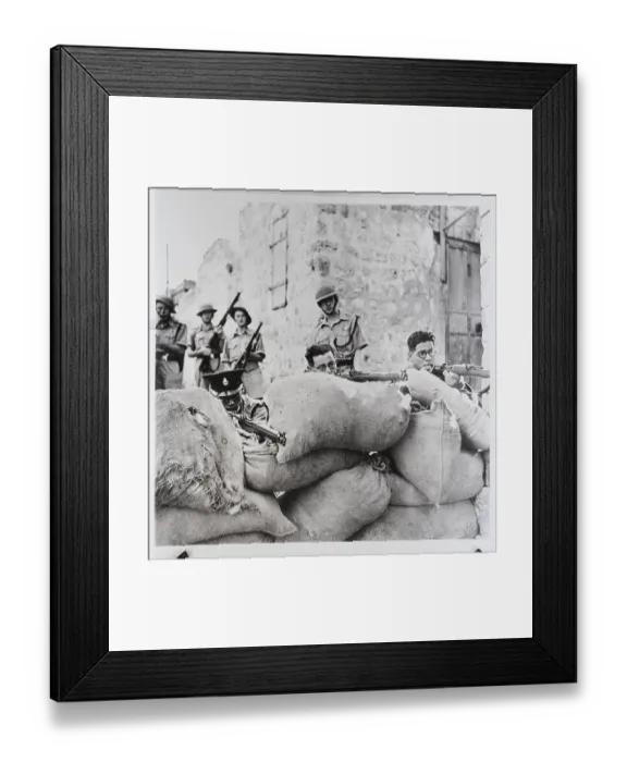 Framed Print : British Soldiers On Guard Behind Barrica Framed Print : British Soldiers On Guard Behind Barrica