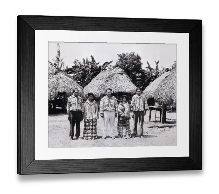 Framed Print : Portrait of Seminole Indian Family by Huts Framed Print : Portrait of Seminole Indian Family by Huts