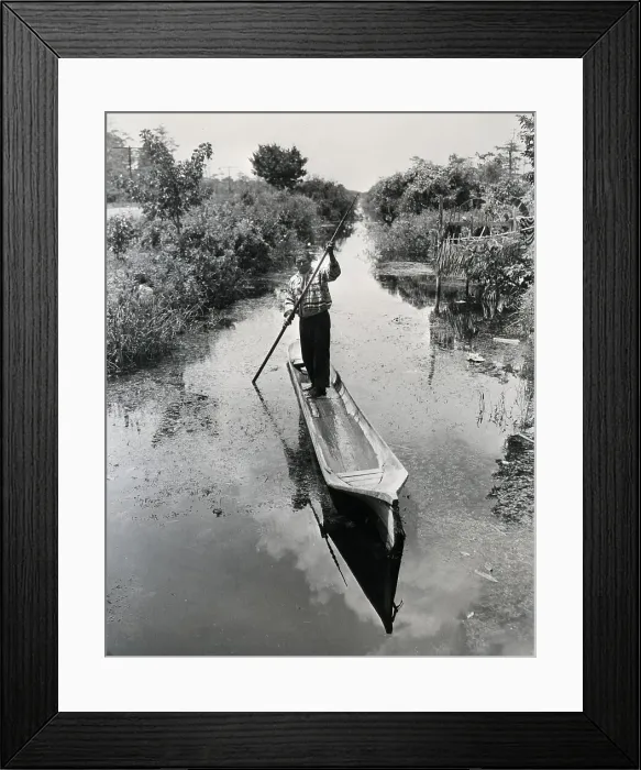 Framed Print : Seminole Indian Poling Canoe in Canal Framed Print : Seminole Indian Poling Canoe in Canal