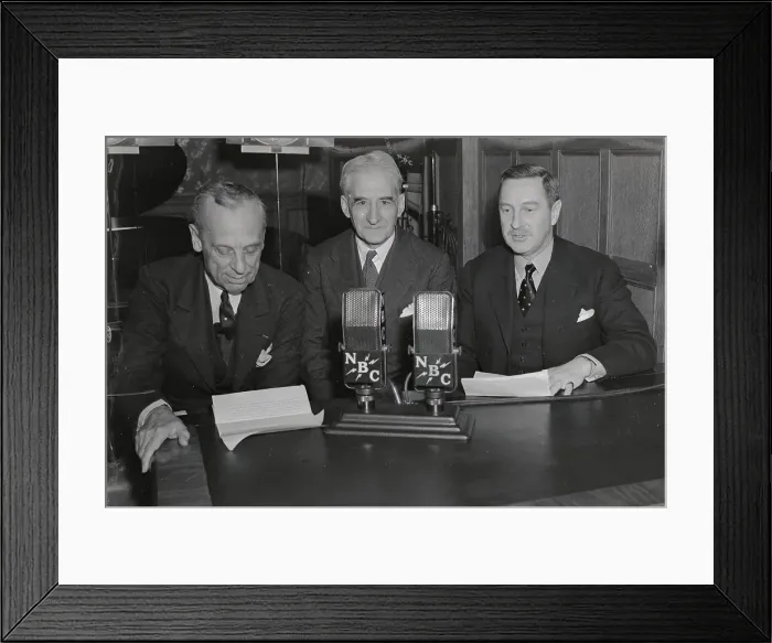 Framed Print : Three Business Leaders at Microphones Framed Print : Three Business Leaders at Microphones