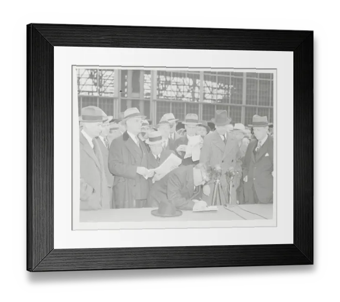 Framed Print : Mayor Fiorello La Guardia During Contractual Meeting with Airline Heads Framed Print : Mayor Fiorello La Guardia During Contractual Meeting with Airline Heads