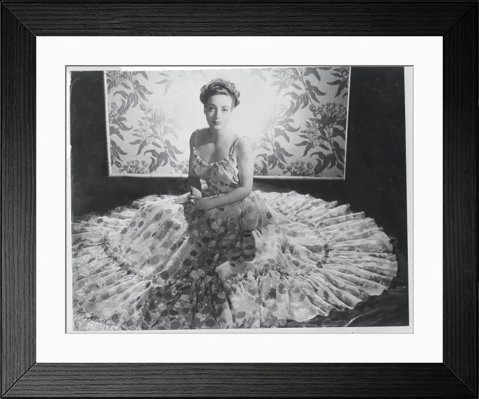 Framed Print : Joan Crawford Posing in Floral Dress Framed Print : Joan Crawford Posing in Floral Dress
