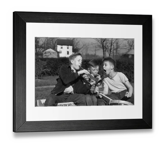 Framed Print : Three Young Boys Playing Musical Instruments Framed Print : Three Young Boys Playing Musical Instruments