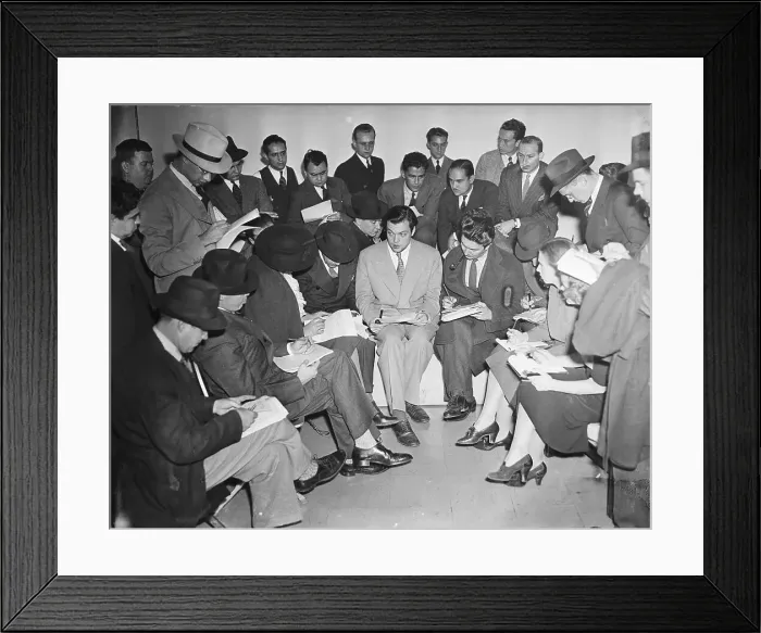 Framed Print : Orson Welles Interviewed After Broadcast Framed Print : Orson Welles Interviewed After Broadcast