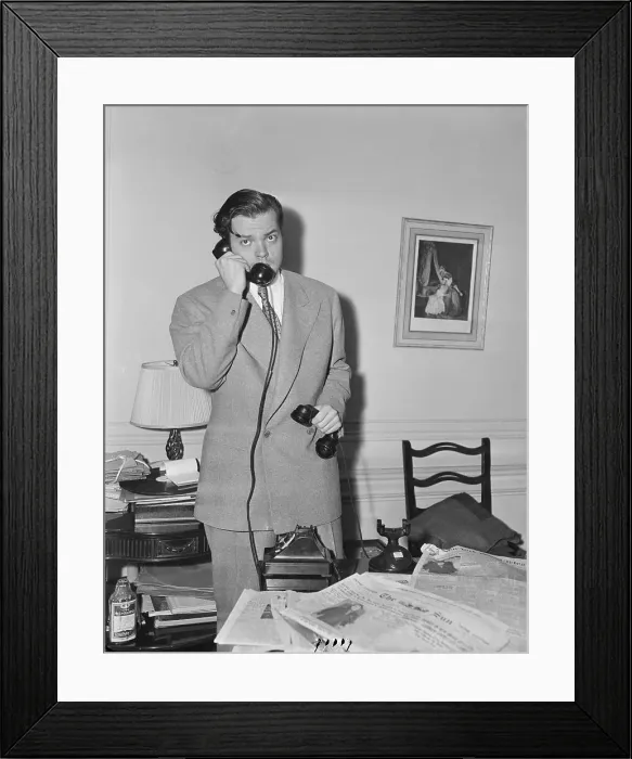 Framed Print : Orson Welles on Telephone Framed Print : Orson Welles on Telephone