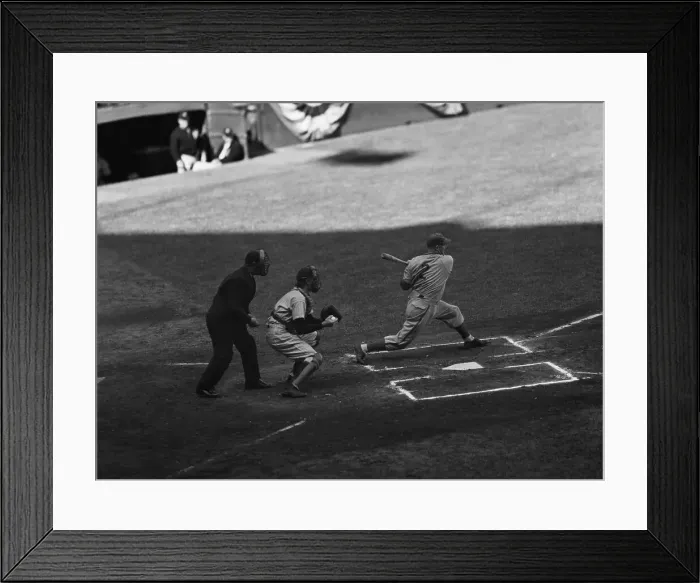 Framed Print : Baseball Player At Plate After Swinging Framed Print : Baseball Player At Plate After Swinging