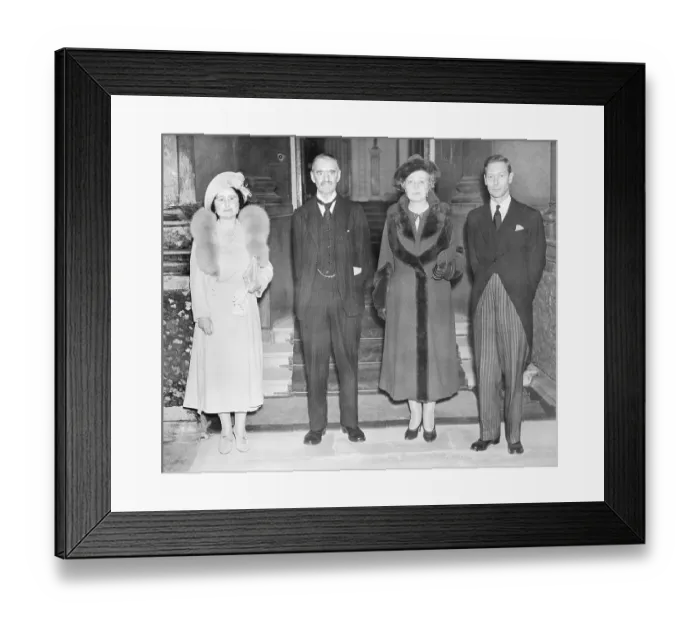 Framed Print : King George, Queen Elizabeth and Neville Chamberlain Framed Print : King George, Queen Elizabeth and Neville Chamberlain