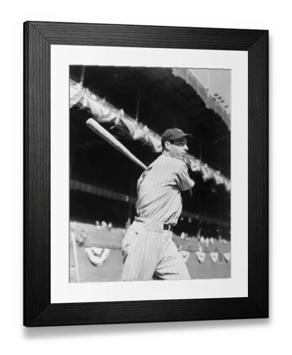 Framed Print : Joe DiMaggio Swinging Baseball Bat
