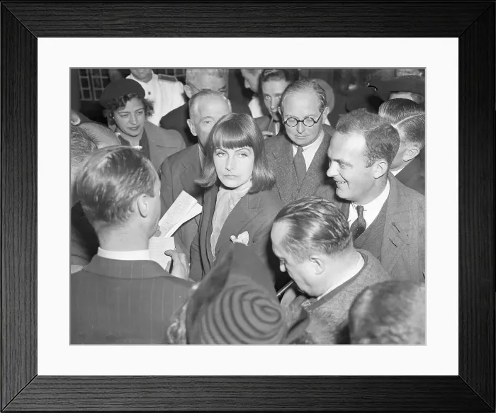 Framed Print : Actress Greta Garbo with Reporters