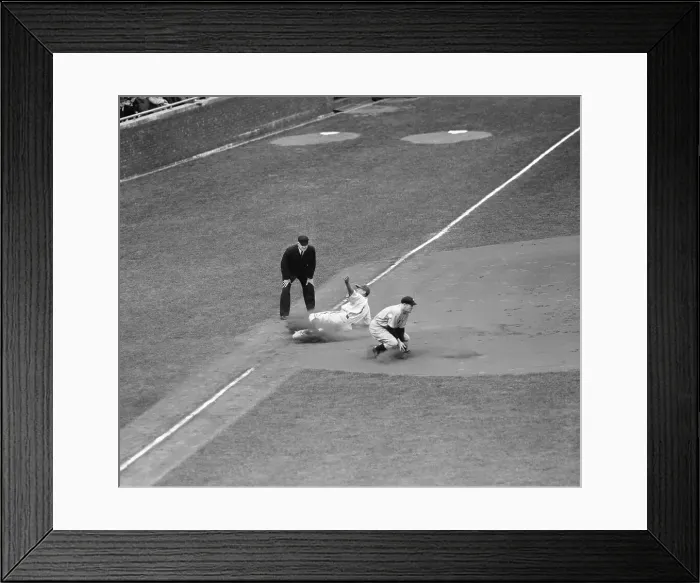 Framed Print : Player Slides Into Base
