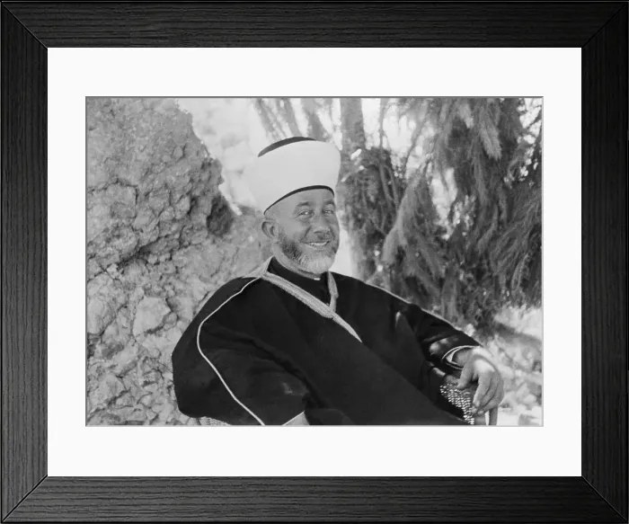 Framed Print : Haj Amim Effendi Al Husseini Sitting by Tree Outdoors